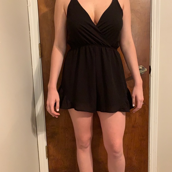 Tea & Cup black romper with caged open back EUC - Picture 2 of 2